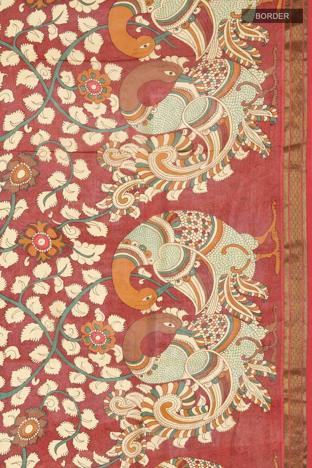 Rust Mysore Crepe Saree