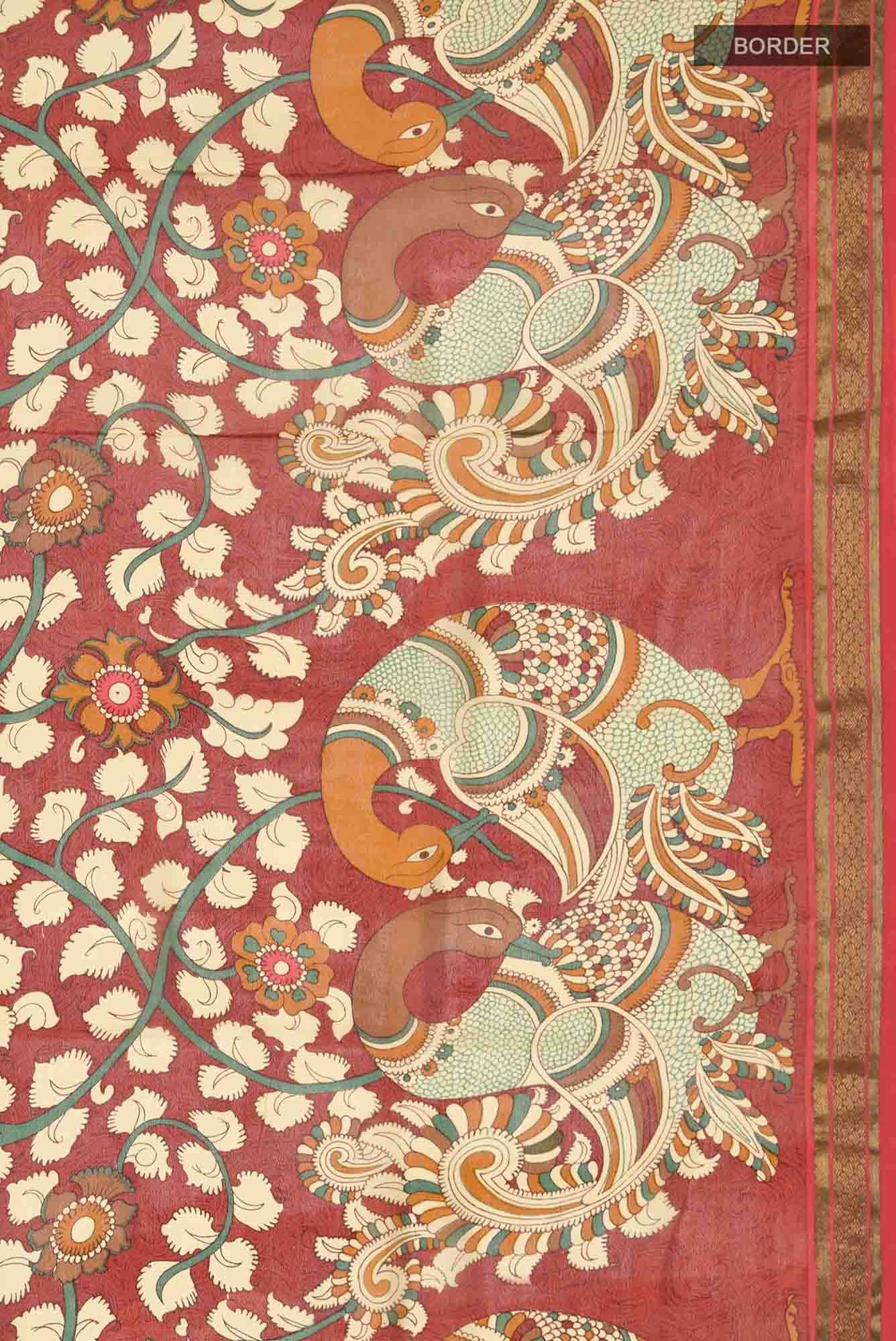 Rust Mysore Crepe Saree