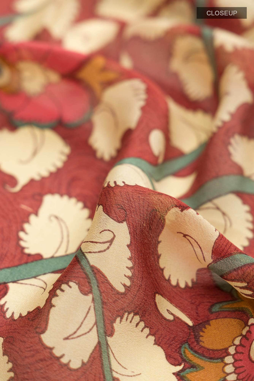 Rust Mysore Crepe Saree