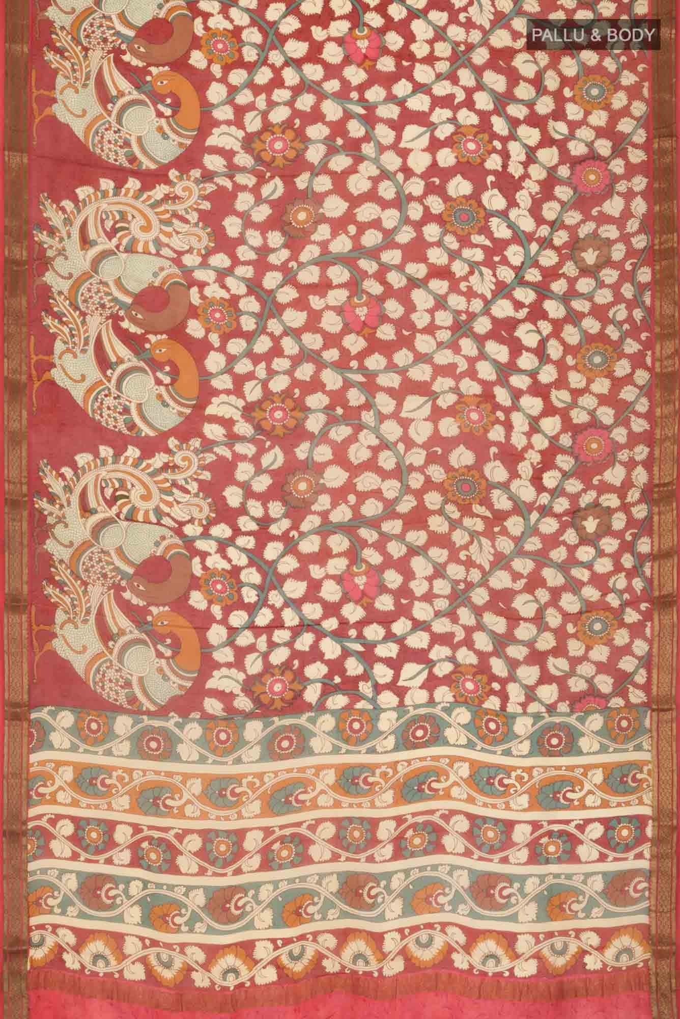 Rust Mysore Crepe Saree