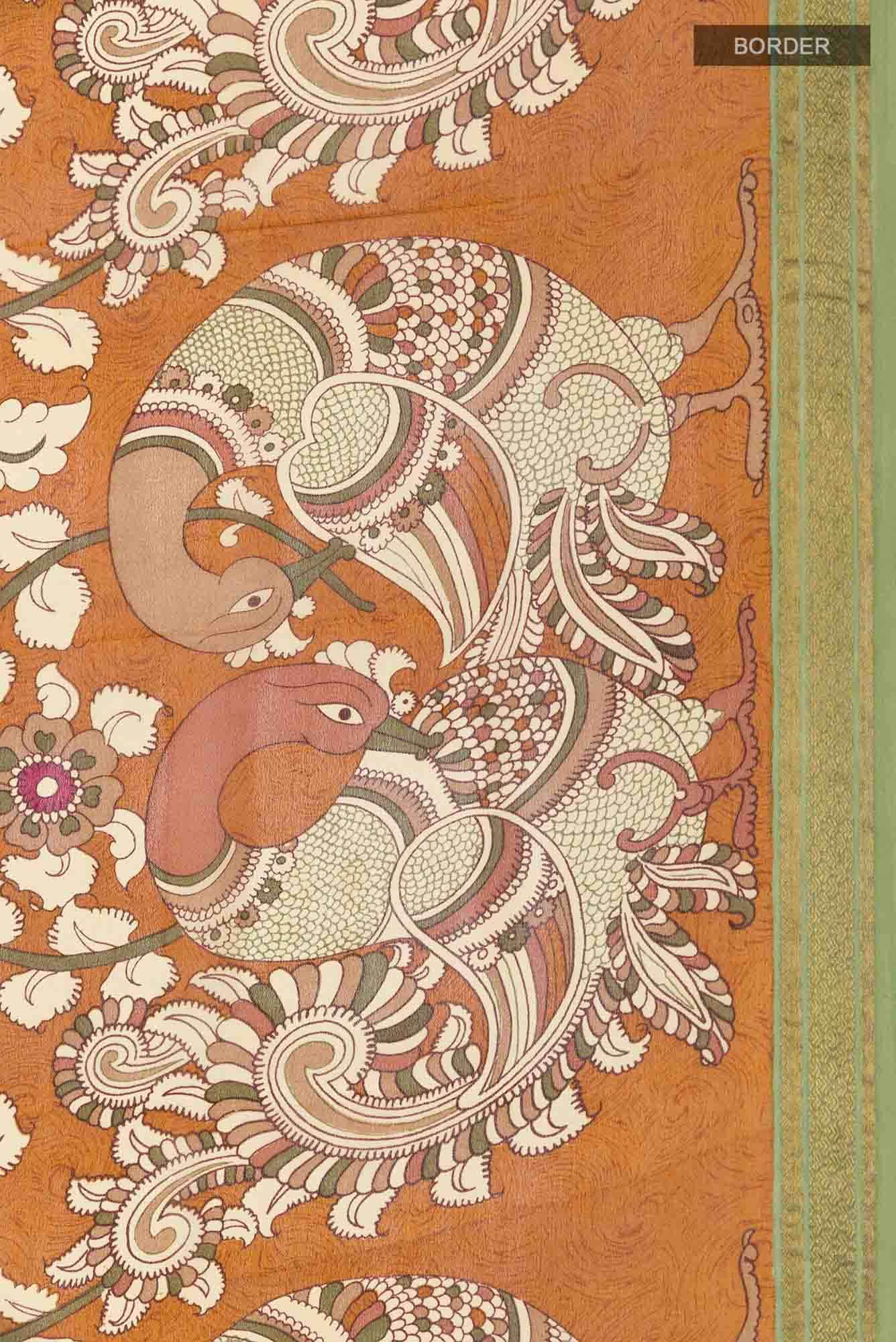 Rust Satin Silk Saree