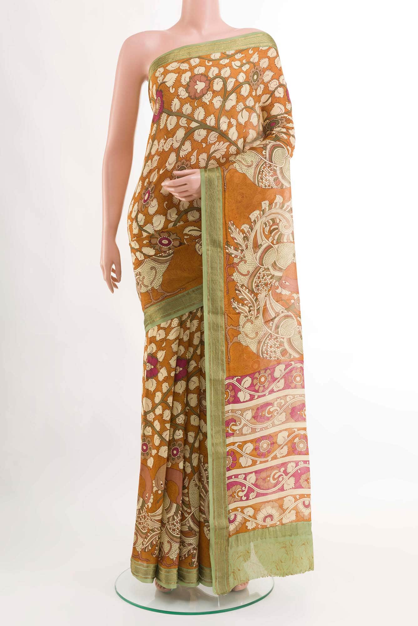 Rust Satin Silk Saree