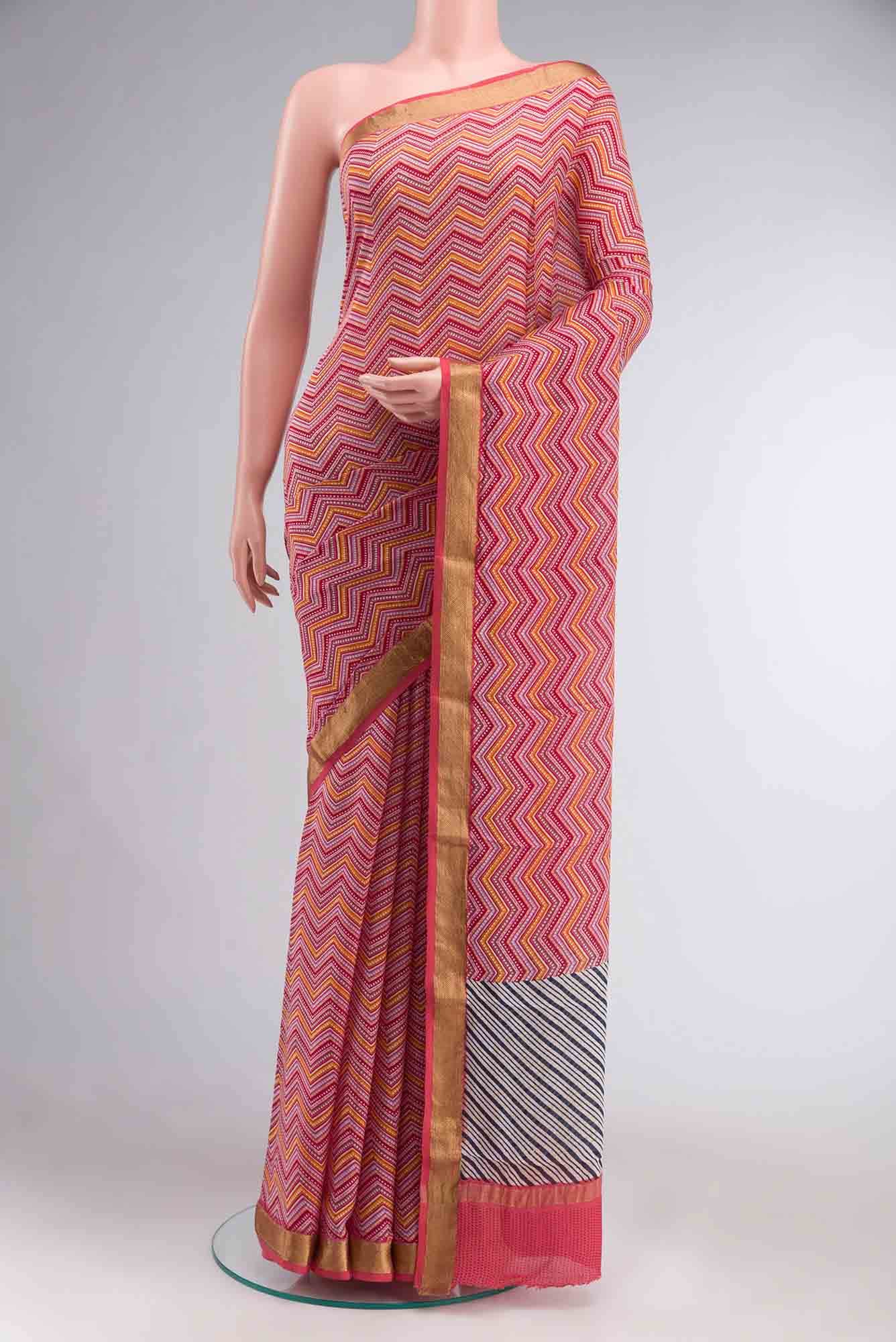 Coral Crepe Saree