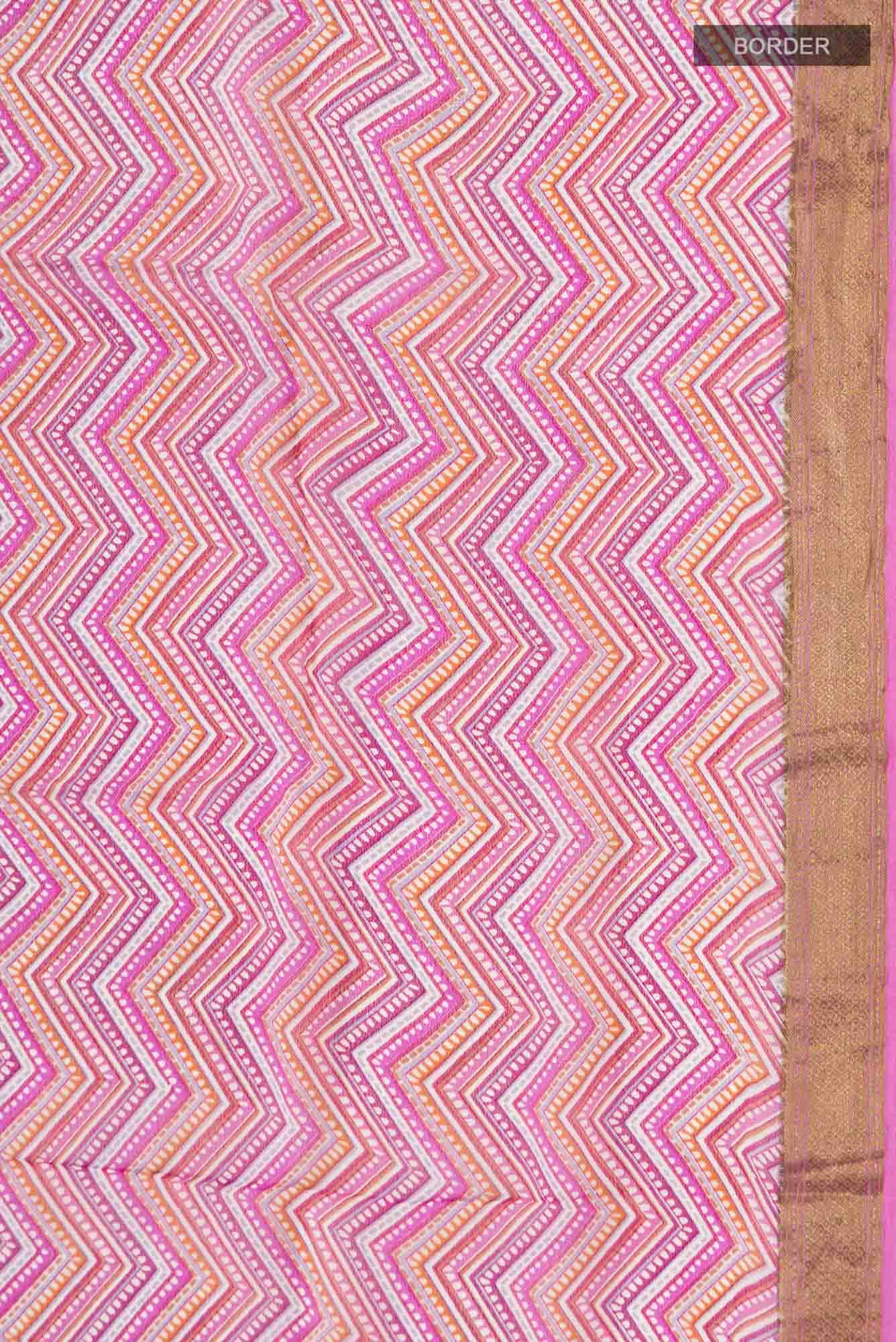 Pink Crepe Saree