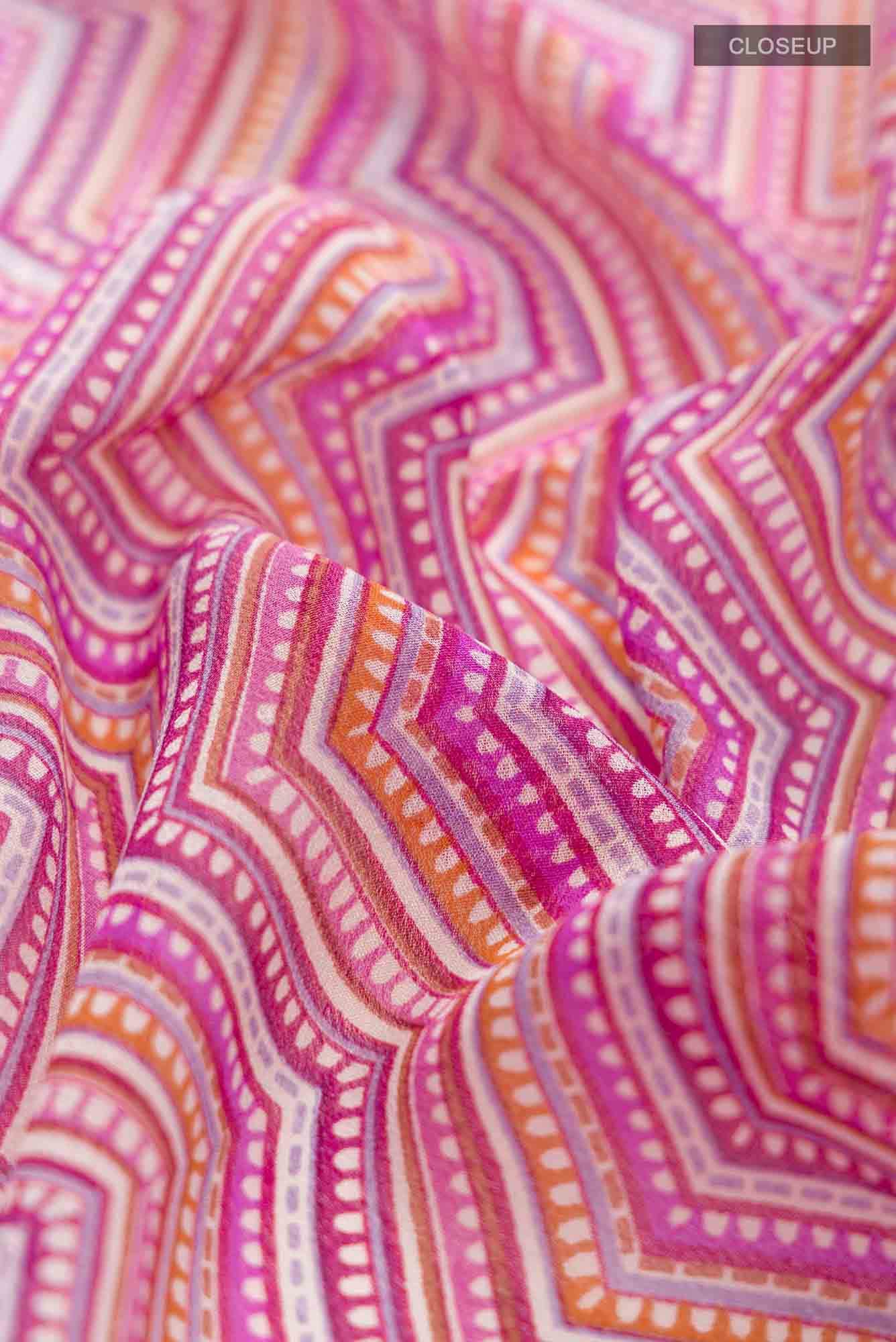 Pink Crepe Saree