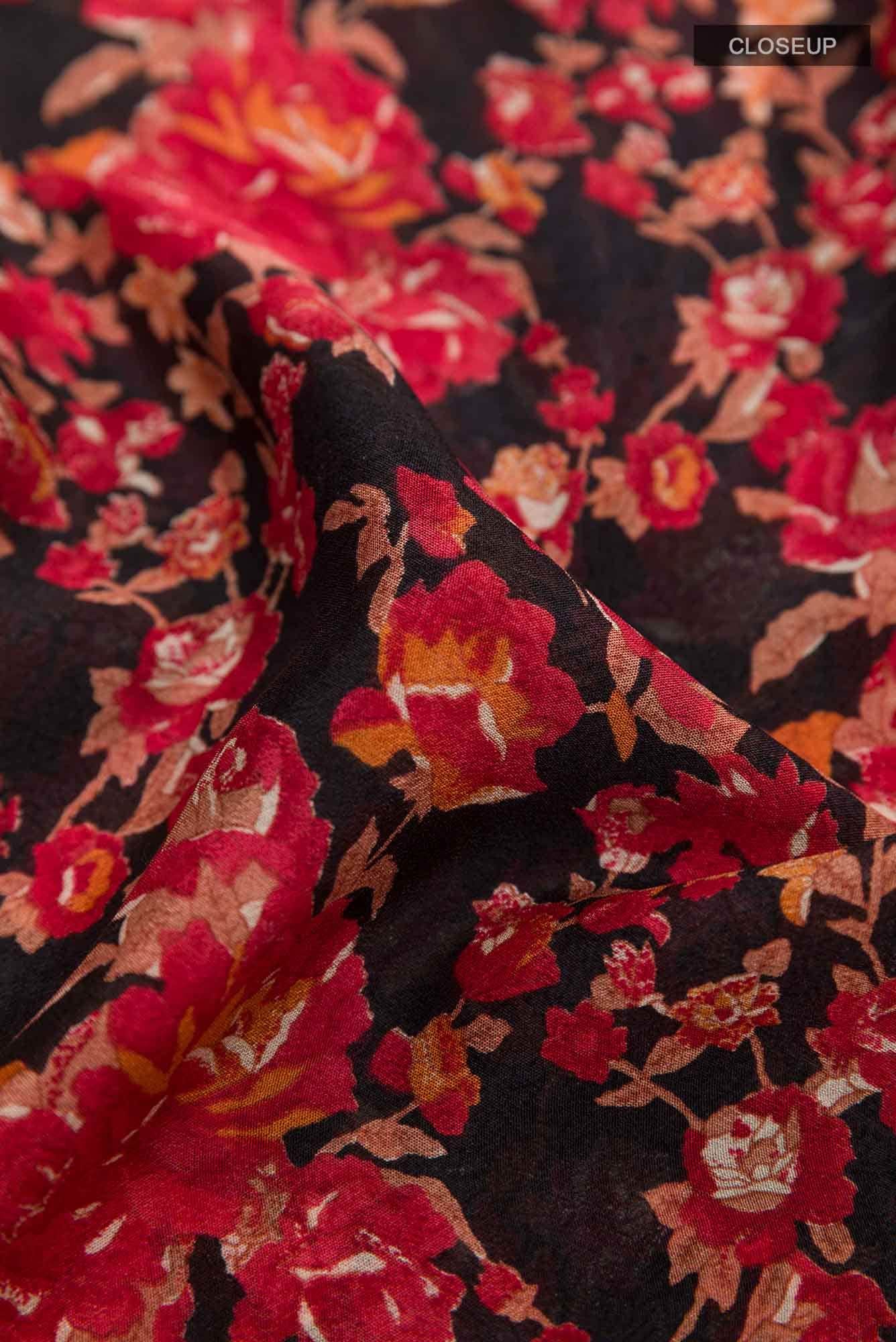 Black Mysore Crepe Saree