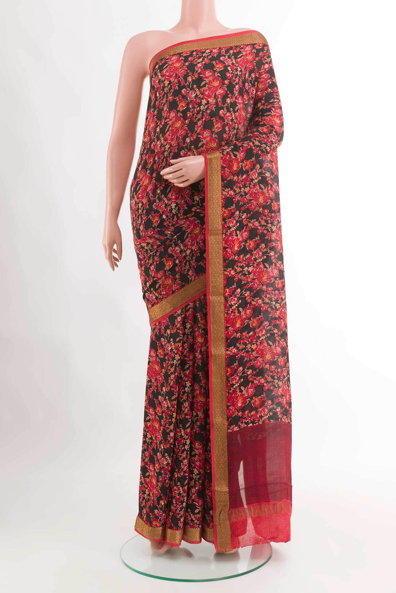 Black Mysore Crepe Saree