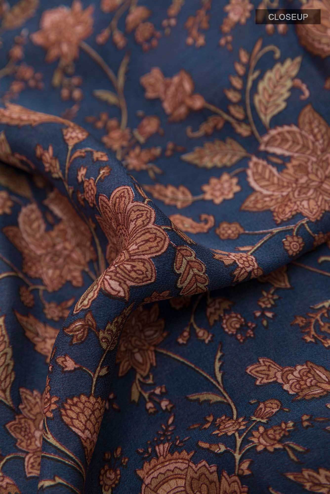 Blue Mysore Crepe Saree