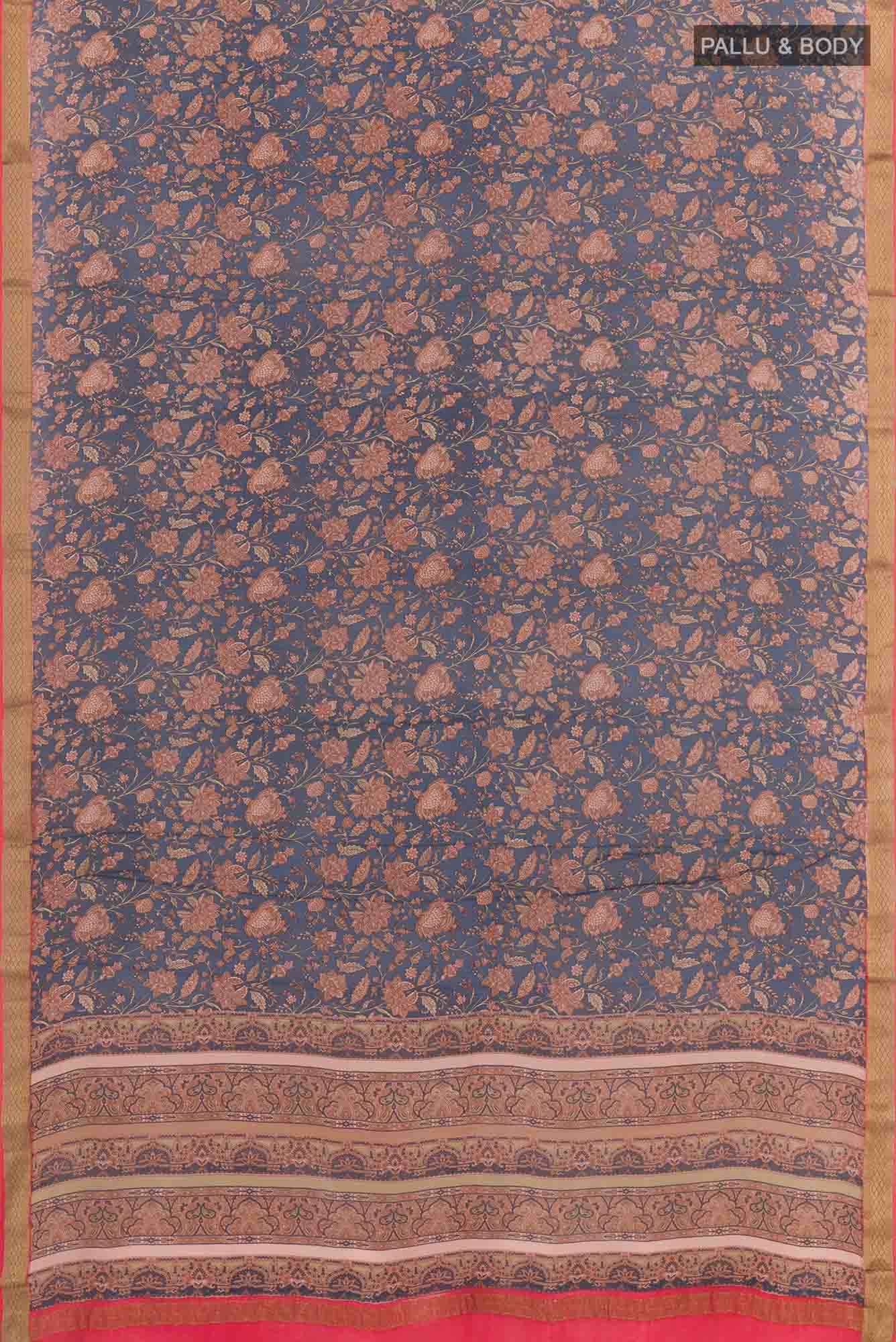Blue Mysore Crepe Saree