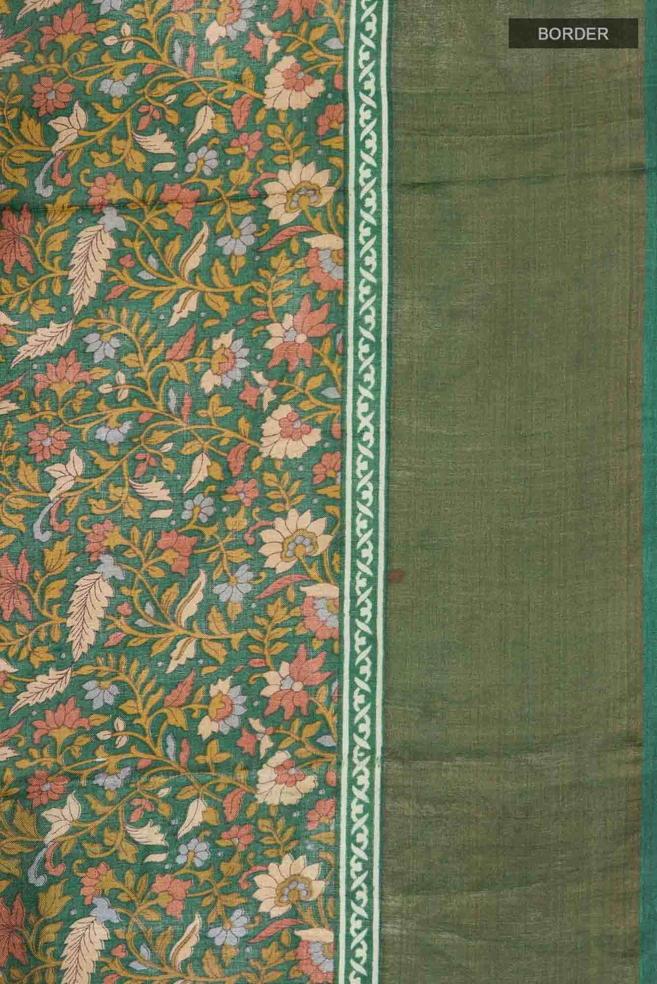 Green Bhagalpuri Tussar Silk Saree