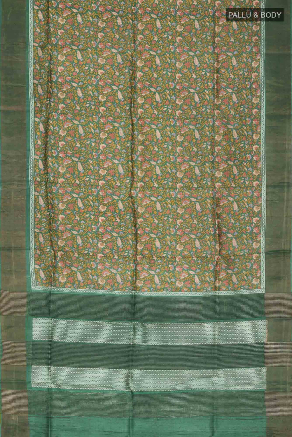 Green Bhagalpuri Tussar Silk Saree