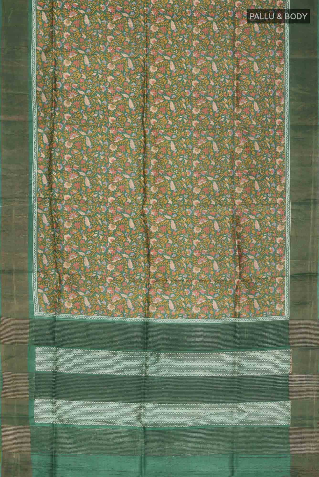 Green Bhagalpuri Tussar Silk Saree