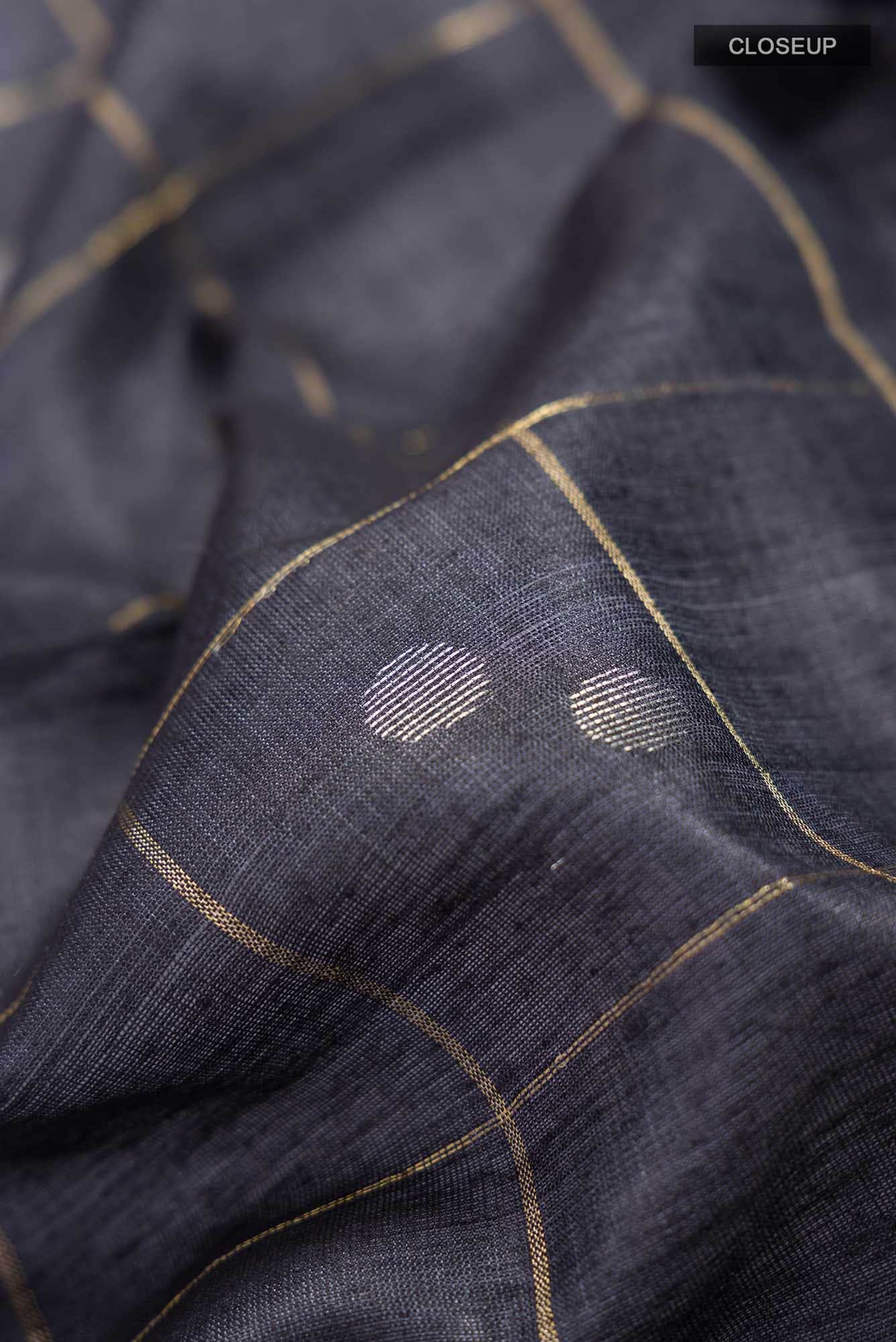 Black Bhagalpuri Tussar Silk Saree