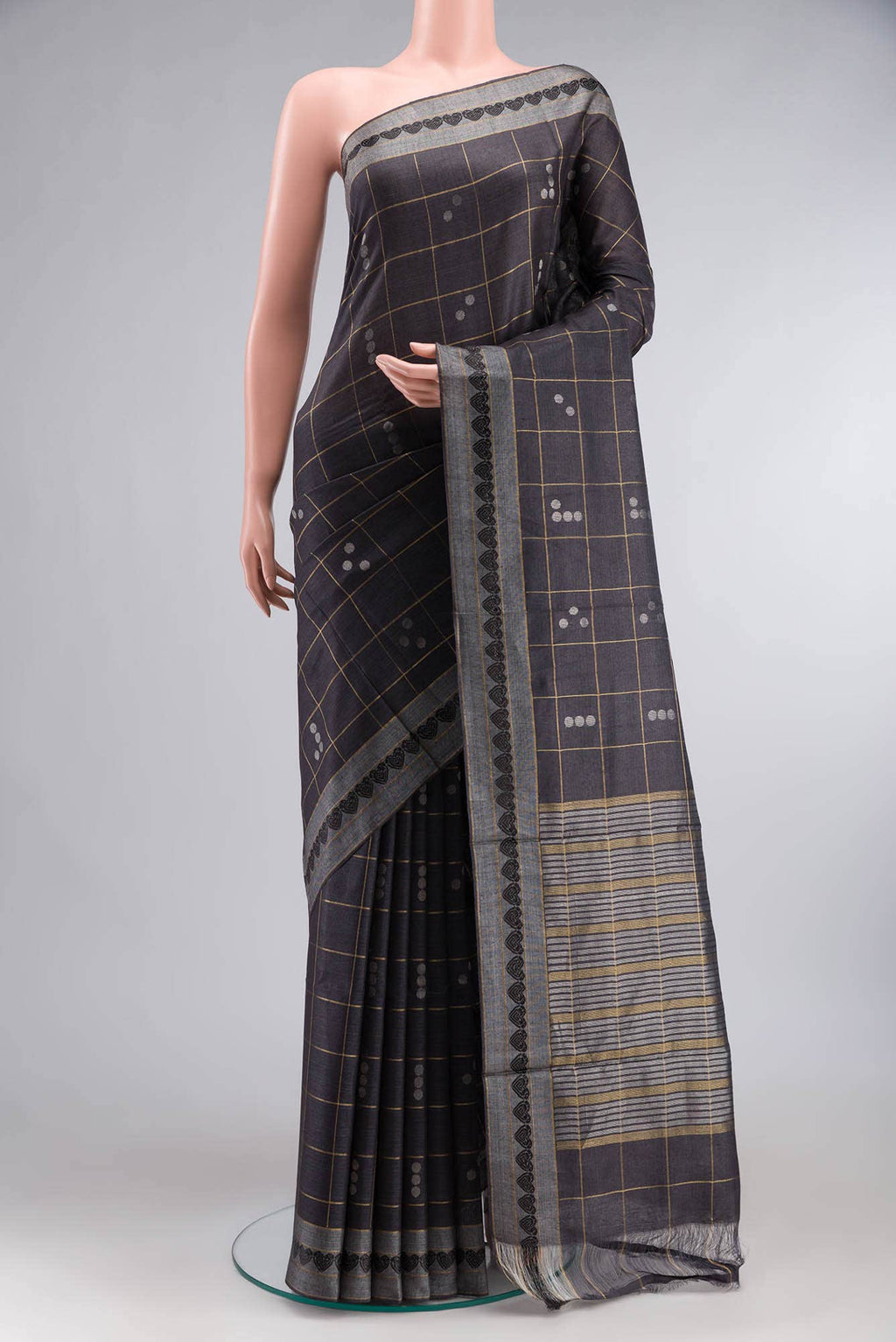 Black Bhagalpuri Tussar Silk Saree