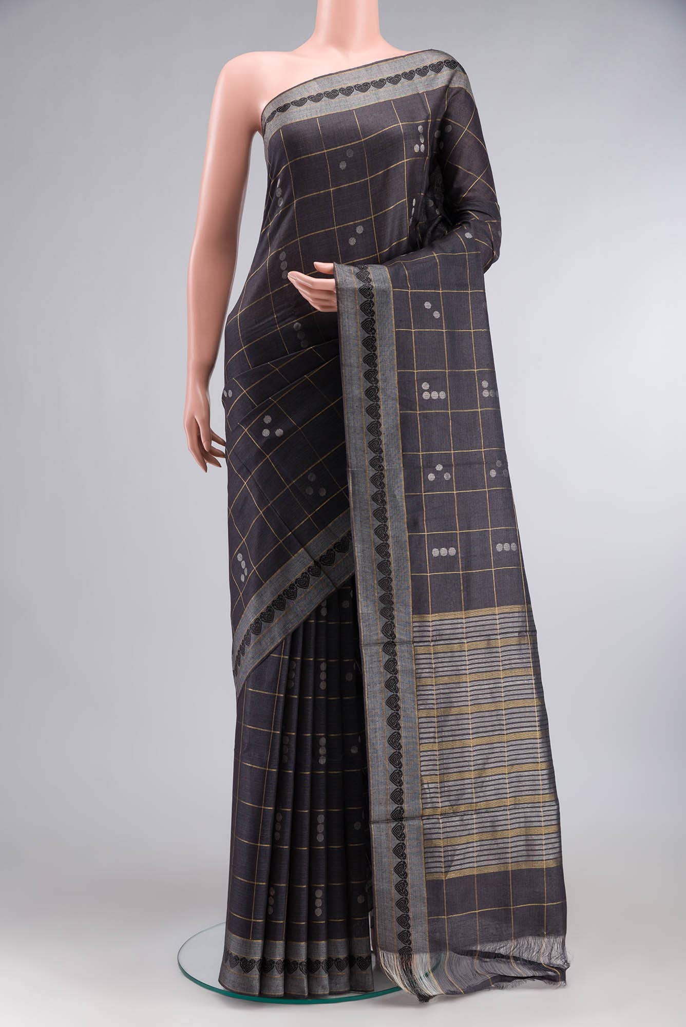 Black Bhagalpuri Tussar Silk Saree
