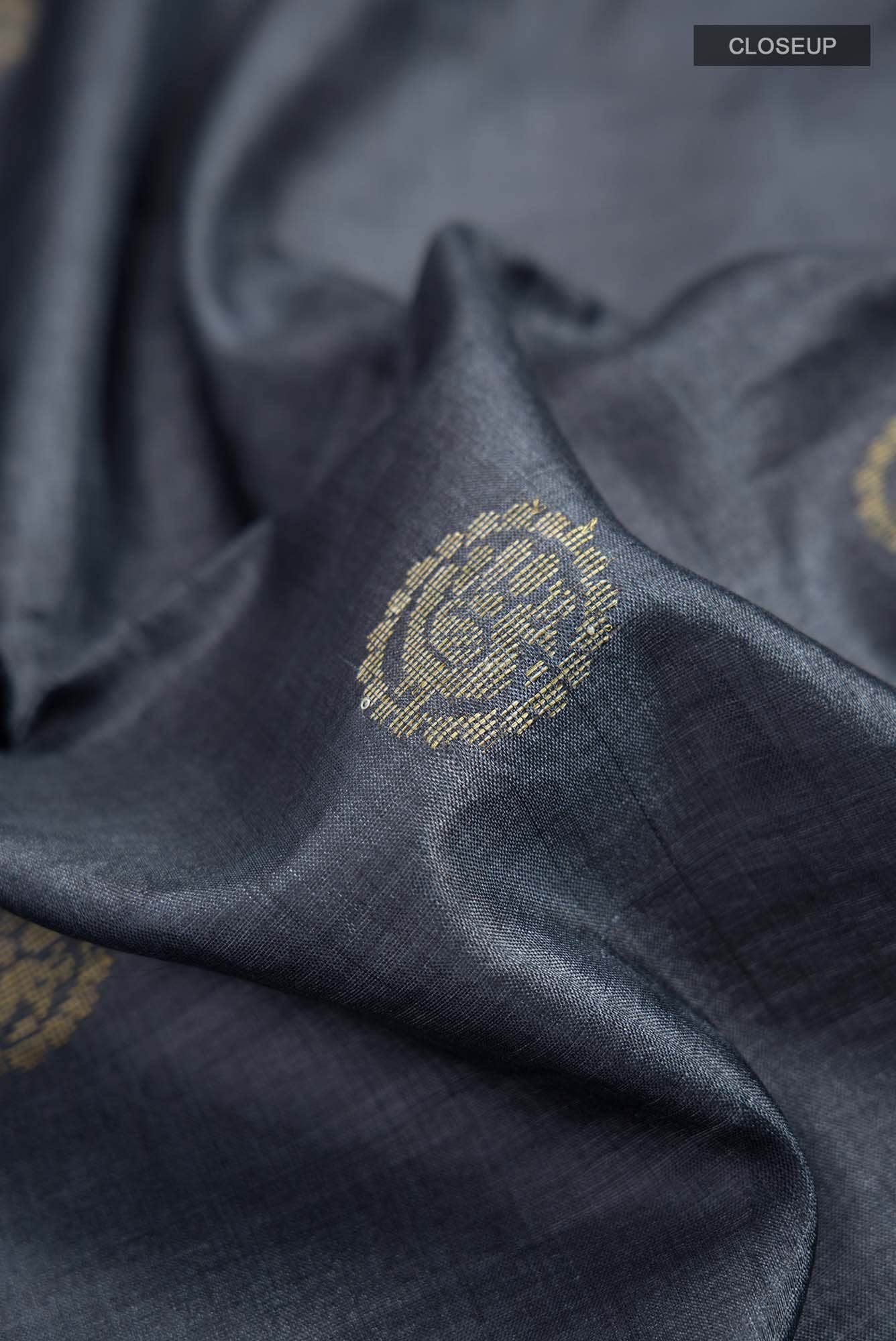 Grey Bhagalpuri Tussar Silk Saree
