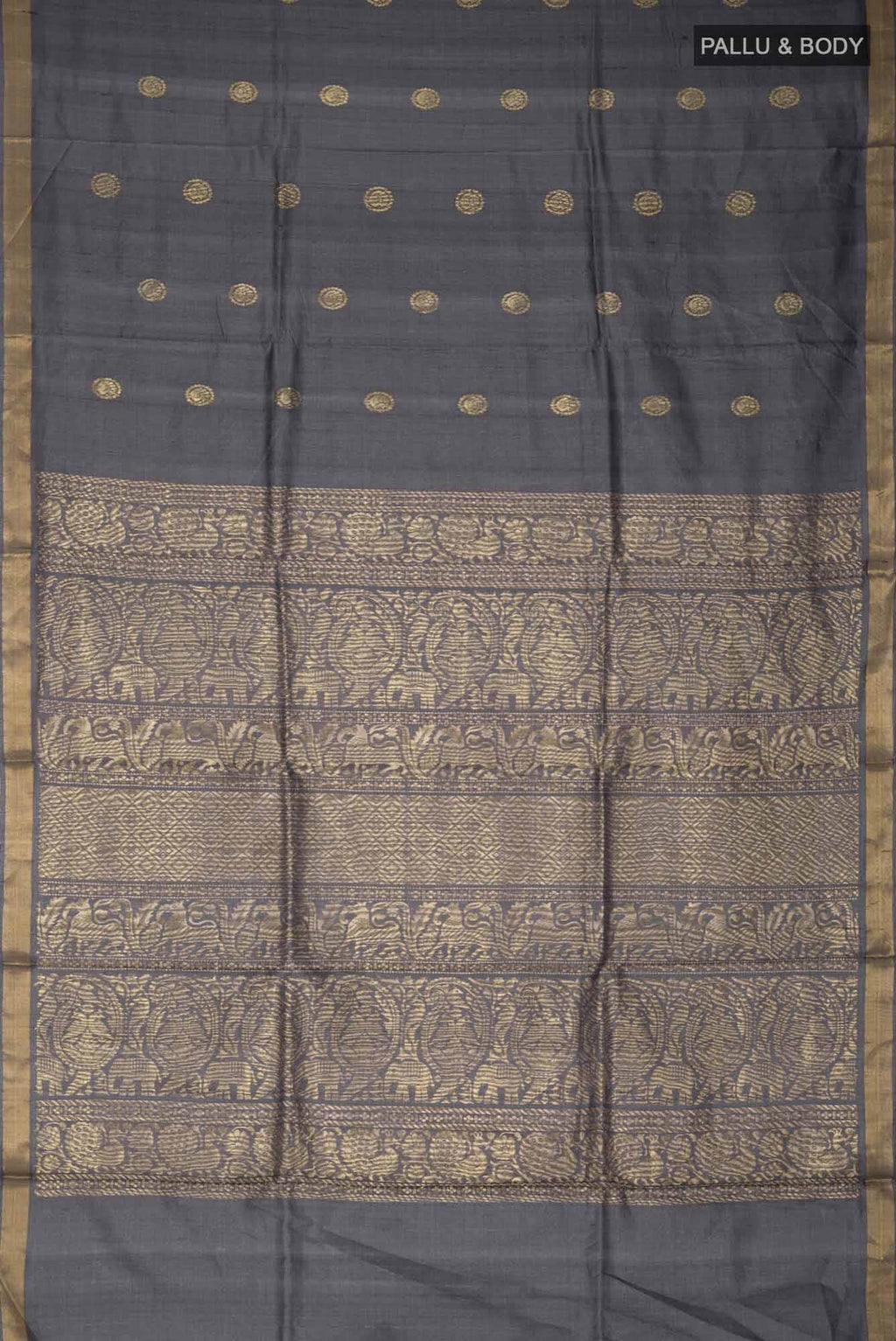 Grey Bhagalpuri Tussar Silk Saree