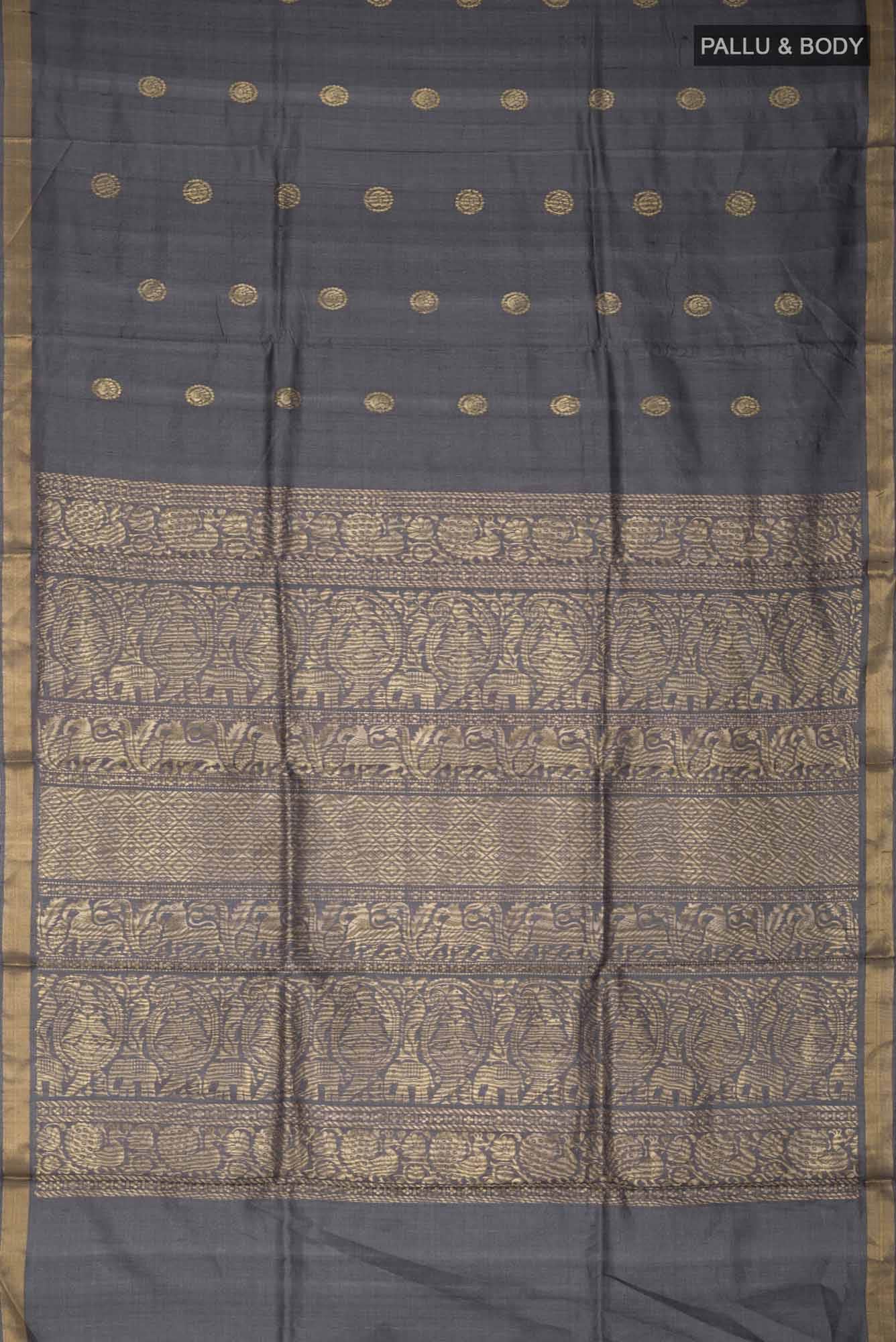 Grey Bhagalpuri Tussar Silk Saree