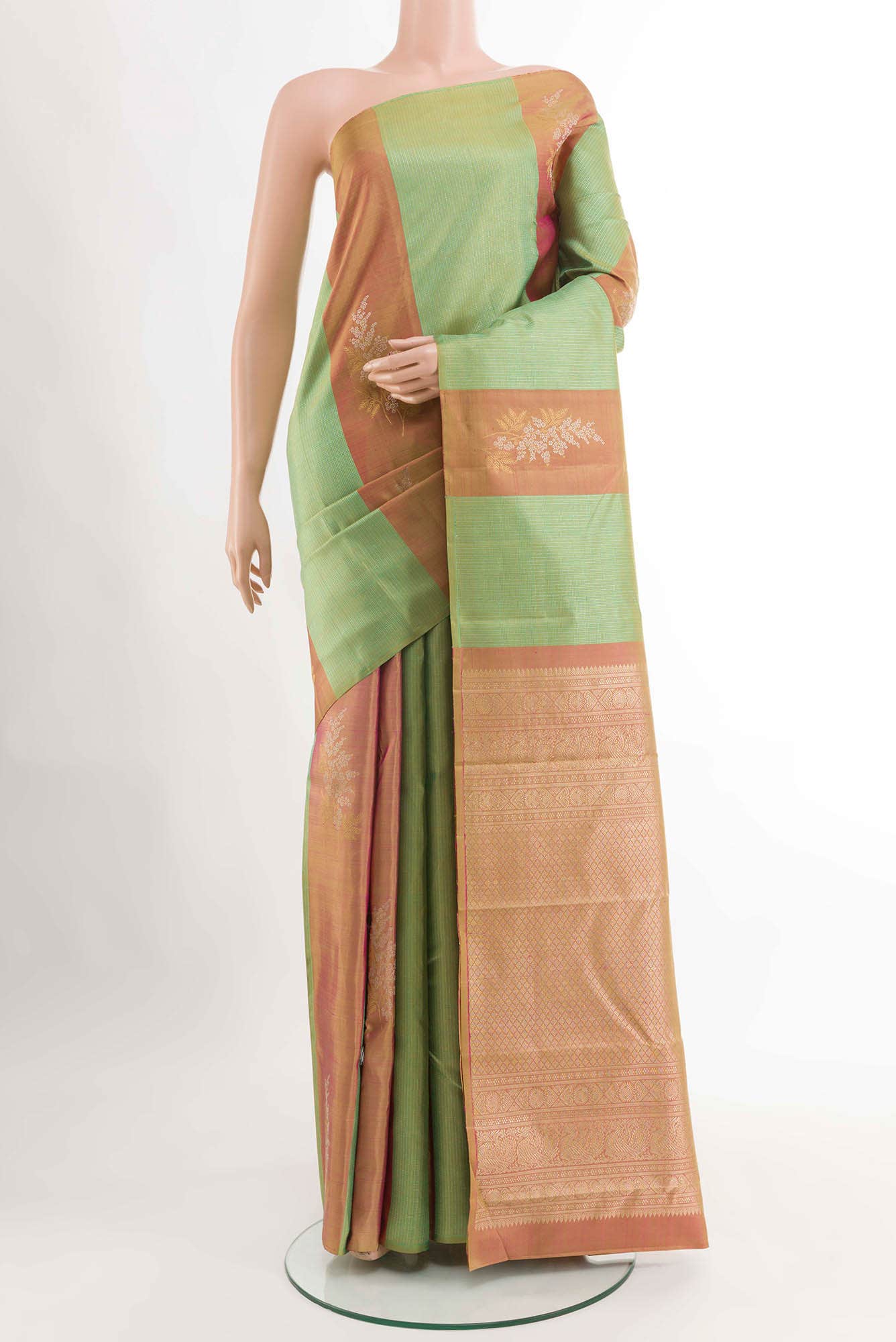 Multi Dual Tone Kanchipuram Silk Saree