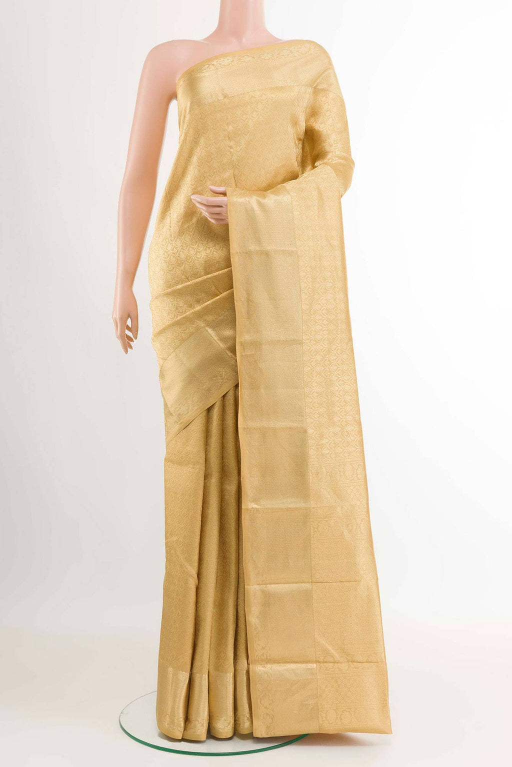 Golden Kanchipuram Silk Saree