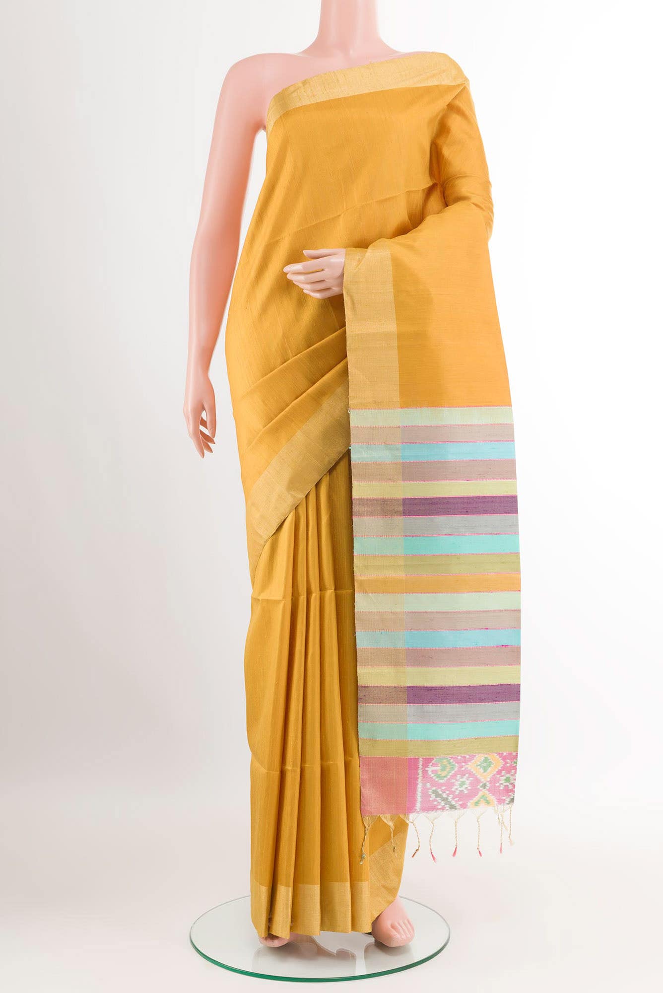 Mustard Raw Silk Saree