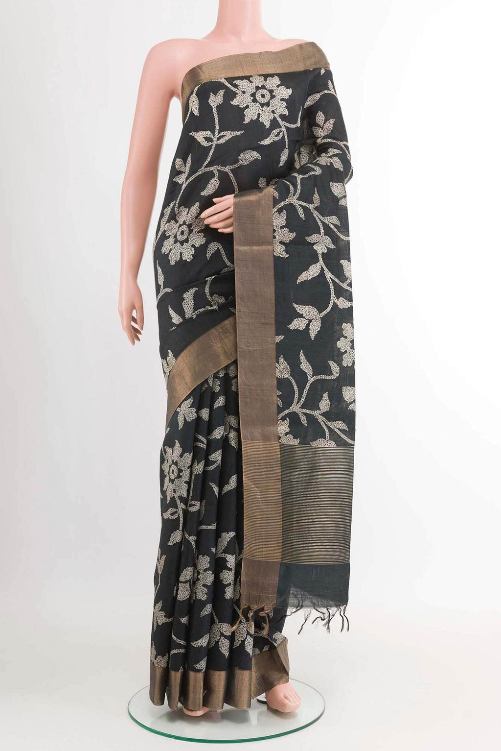 Black Tussar Saree