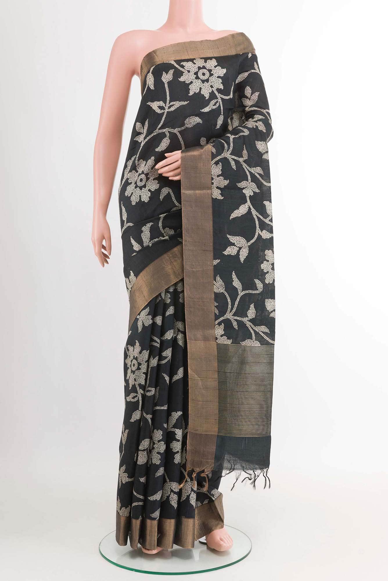 Black Tussar Saree