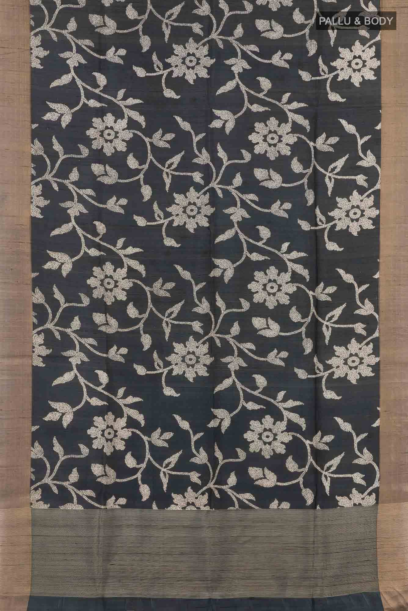 Black Tussar Saree