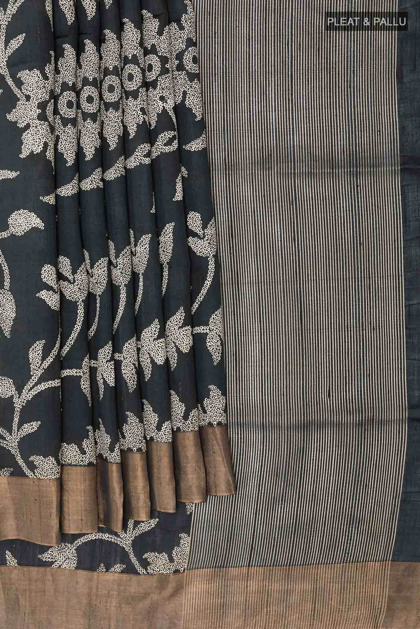 Black Tussar Saree