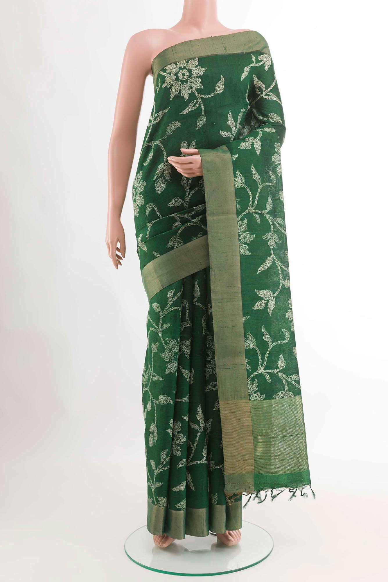 Green Tussar Silk Saree