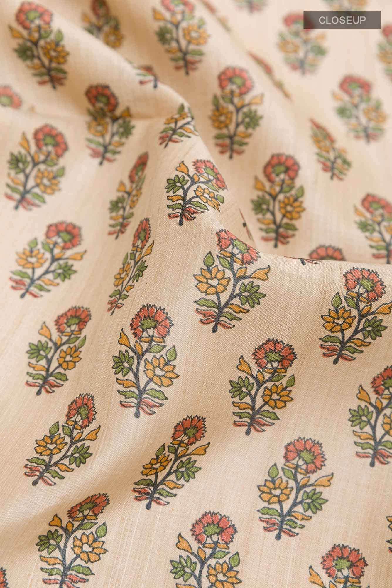 Beige Tussar Saree