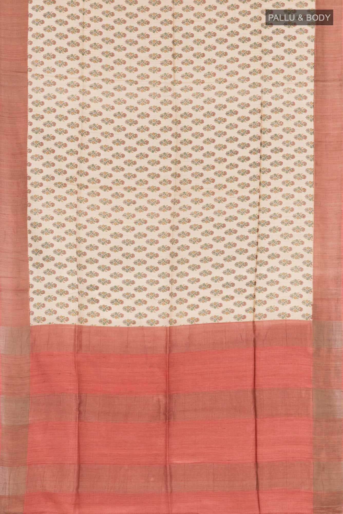 Beige Tussar Saree