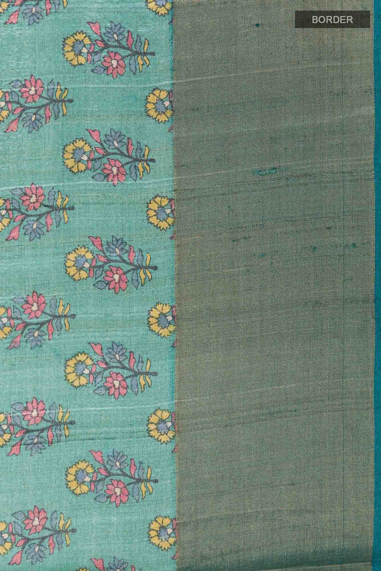 Sea Green Tussar Saree