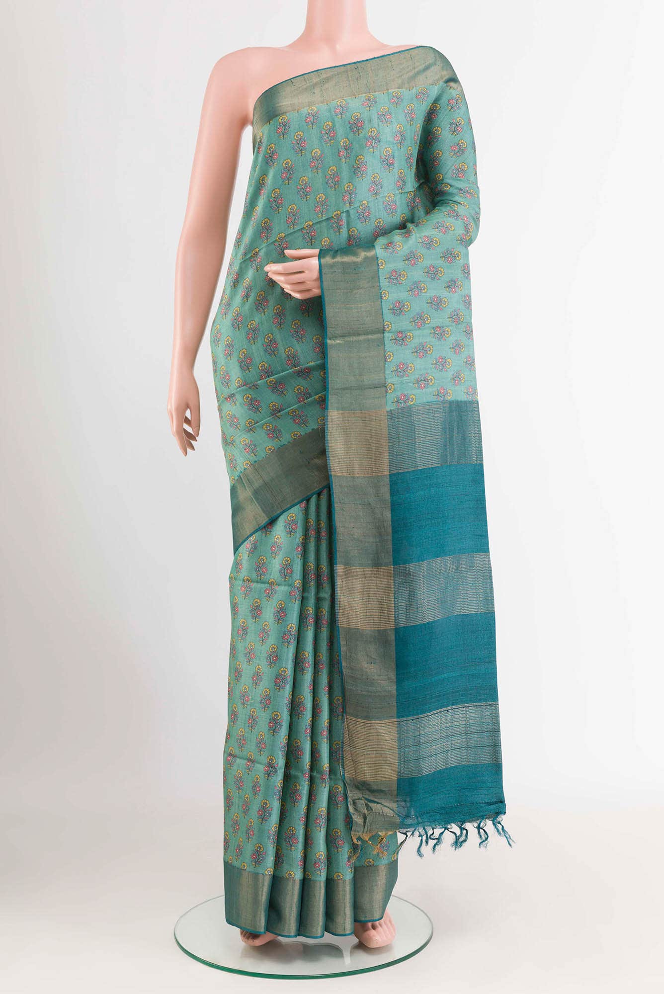 Sea Green Tussar Saree