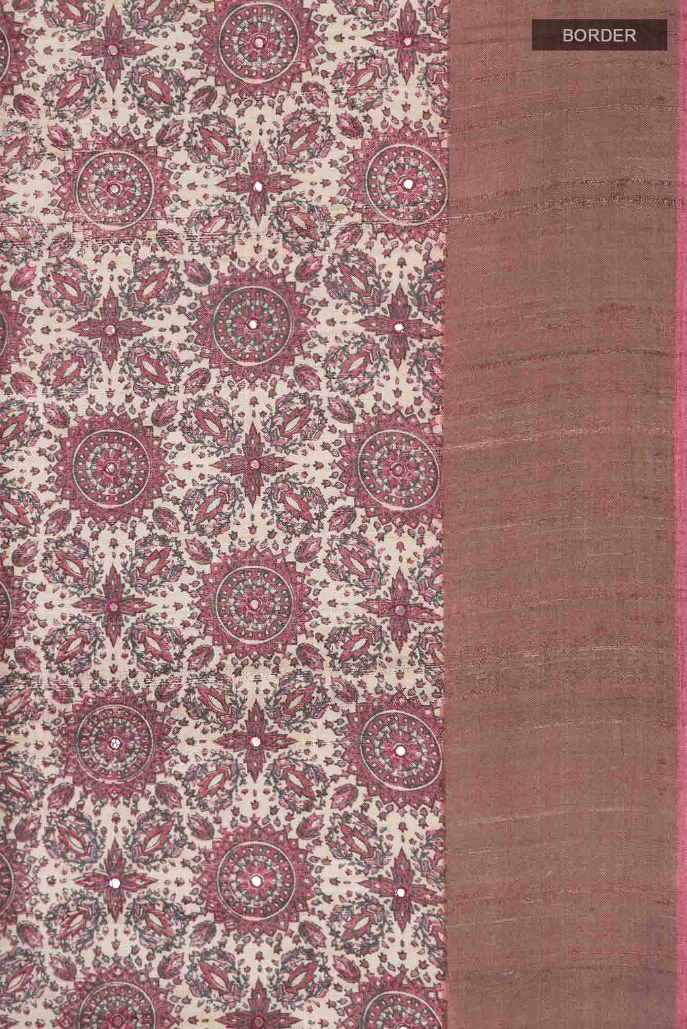 Beige Bhagalpuri Tussar Silk Saree