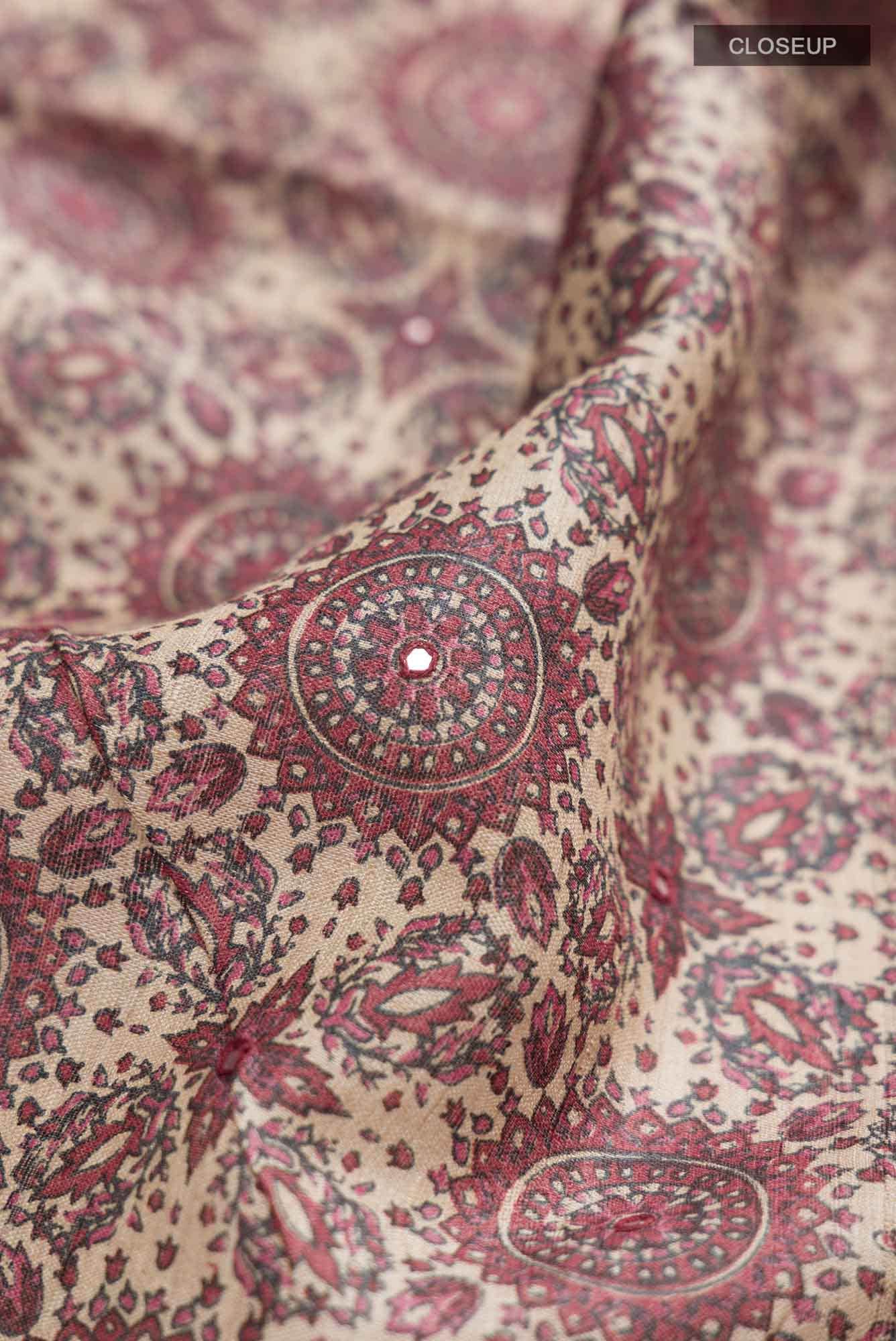 Beige Bhagalpuri Tussar Silk Saree