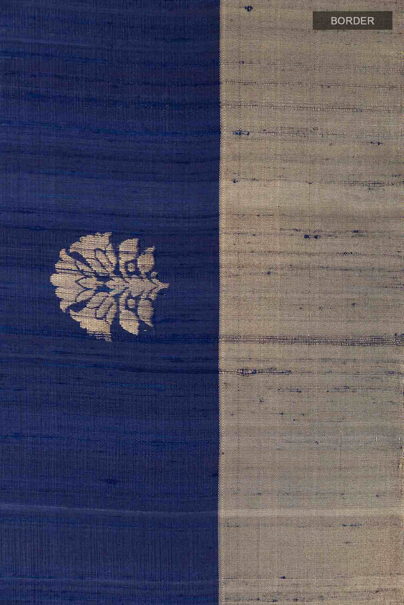 Dark Blue Raw Silk Saree