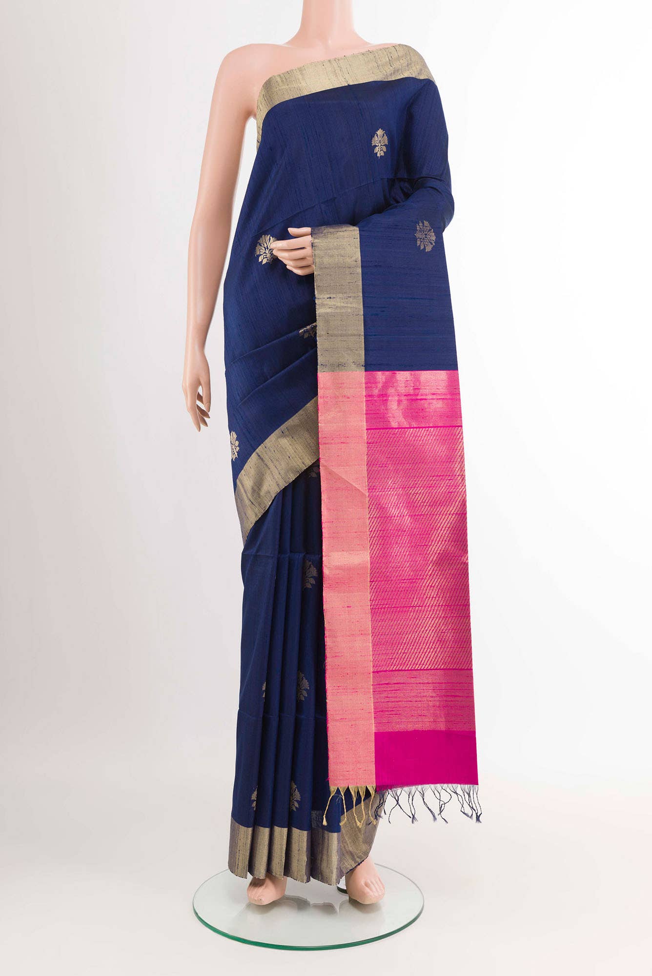Dark Blue Raw Silk Saree