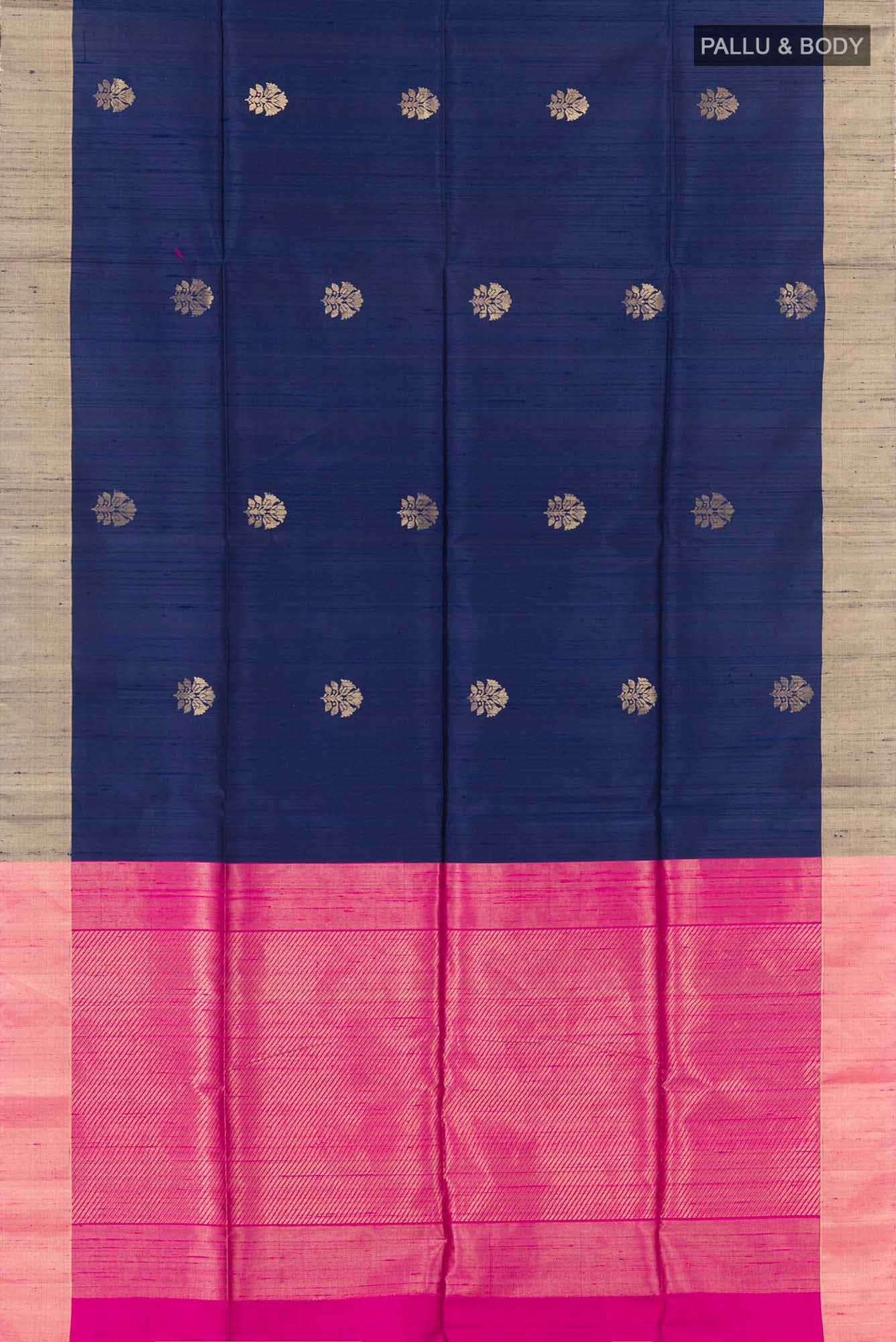 Dark Blue Raw Silk Saree