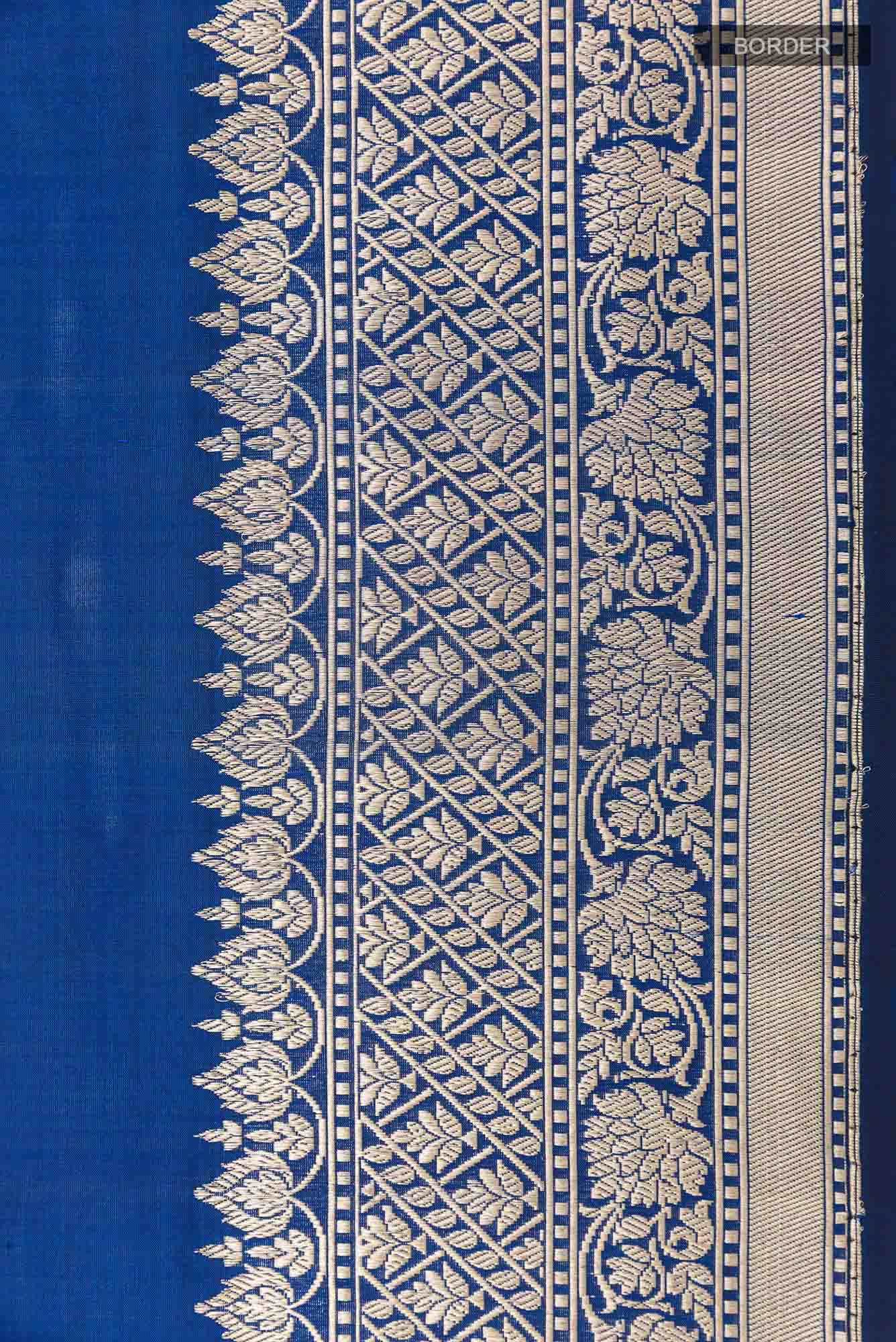 Dark Blue Banarasi Silk Saree