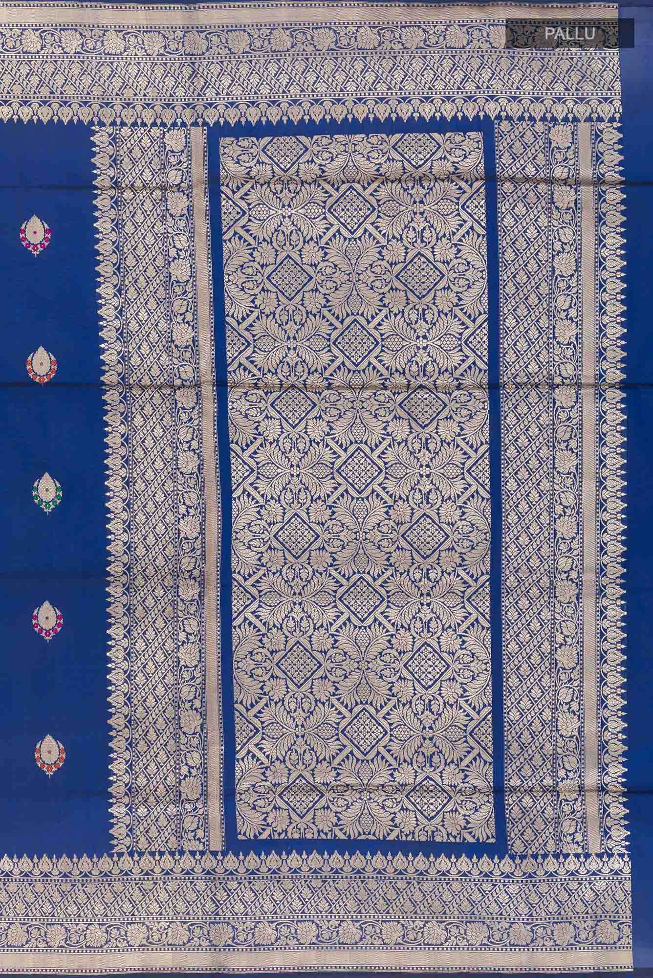 Dark Blue Banarasi Silk Saree