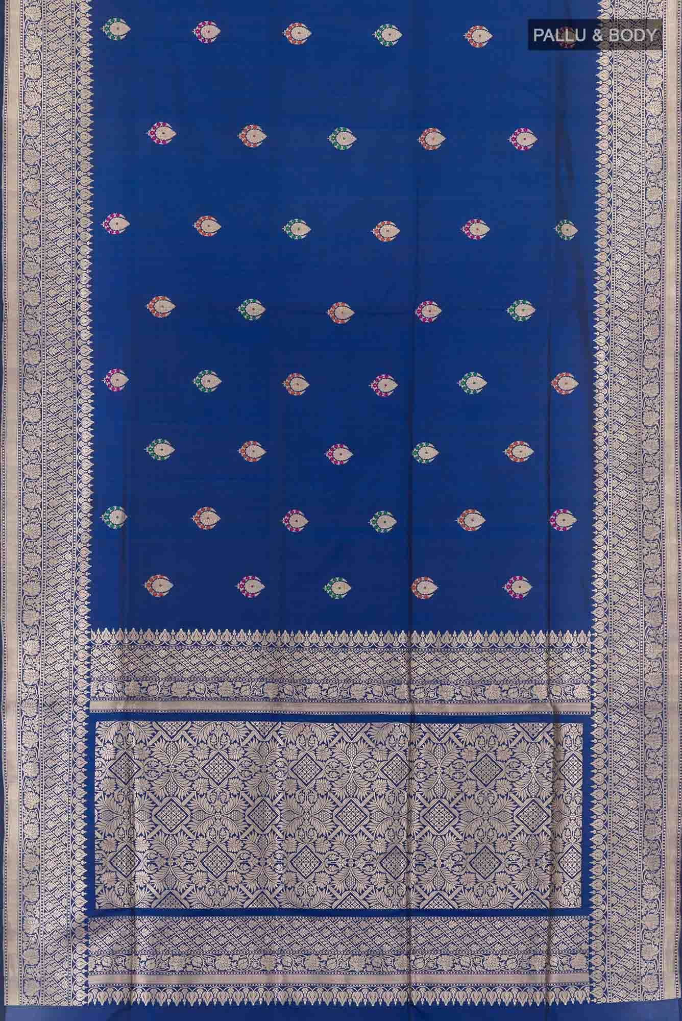 Dark Blue Banarasi Silk Saree