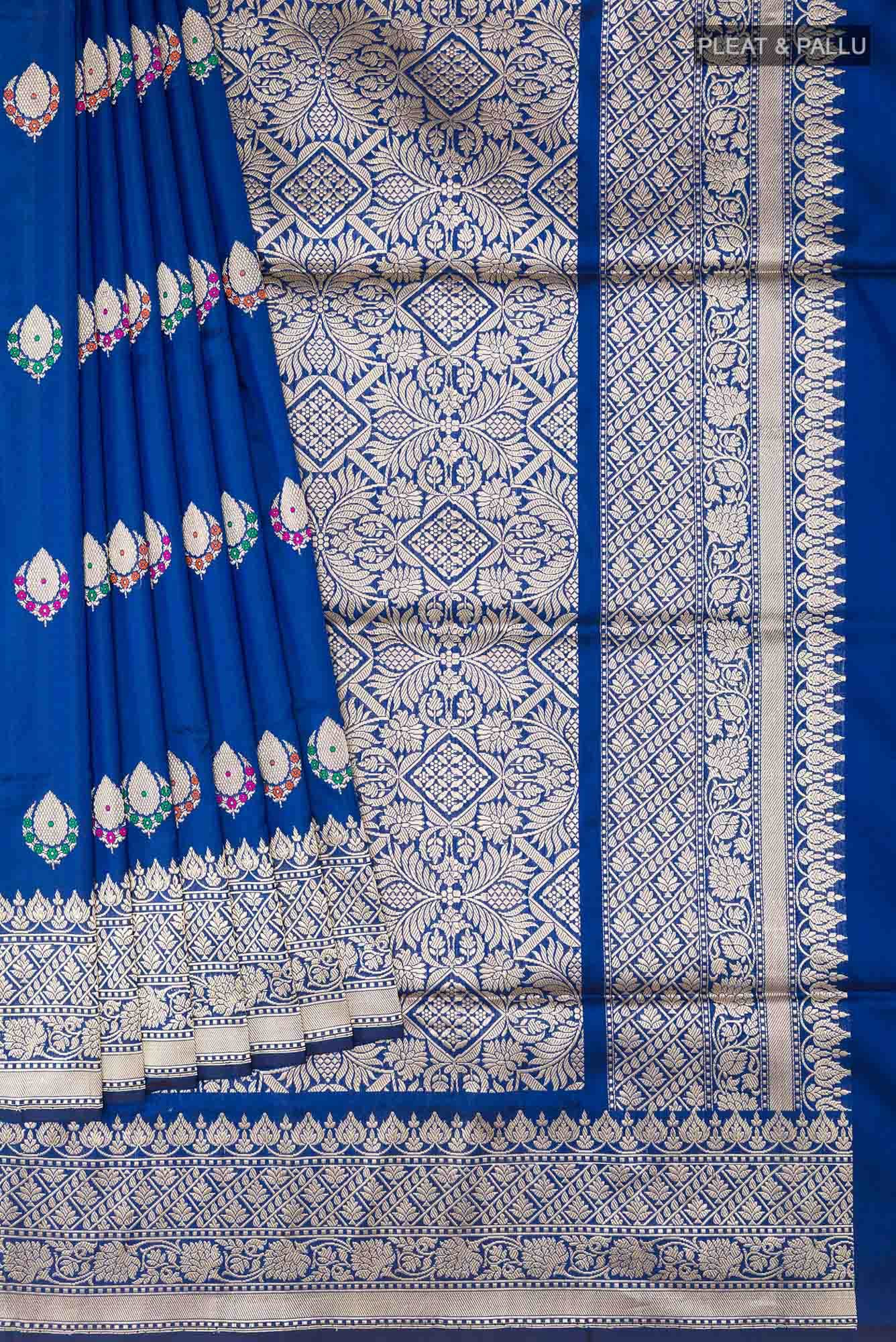 Dark Blue Banarasi Silk Saree