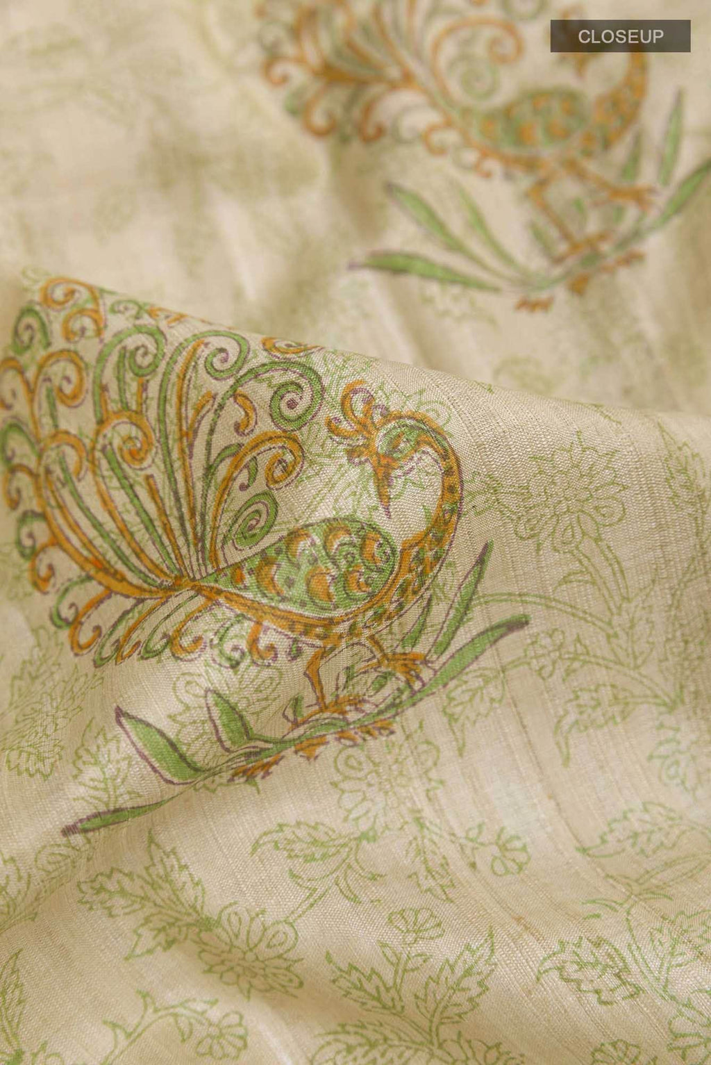 Beige Tussar Saree