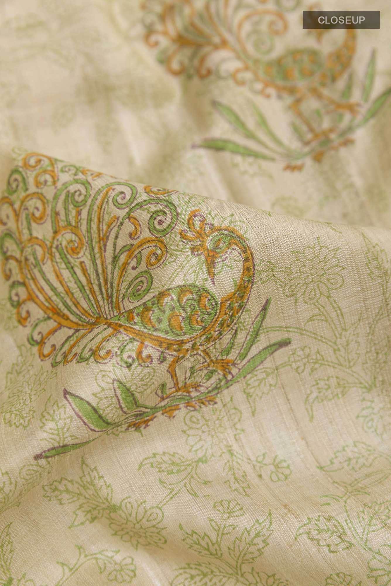 Beige Tussar Saree