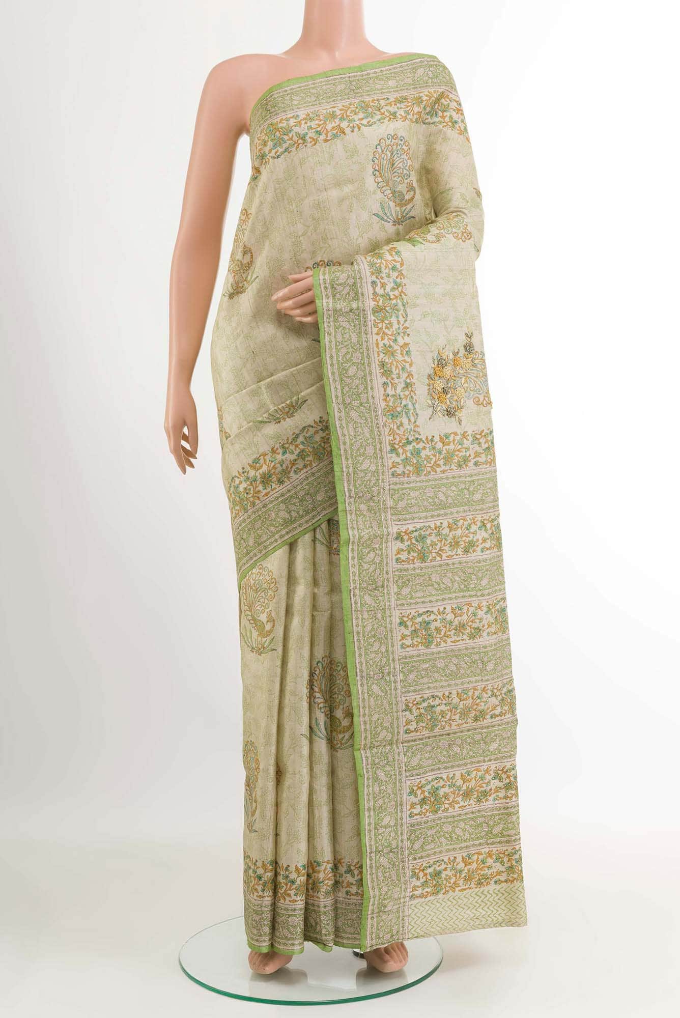 Beige Tussar Saree