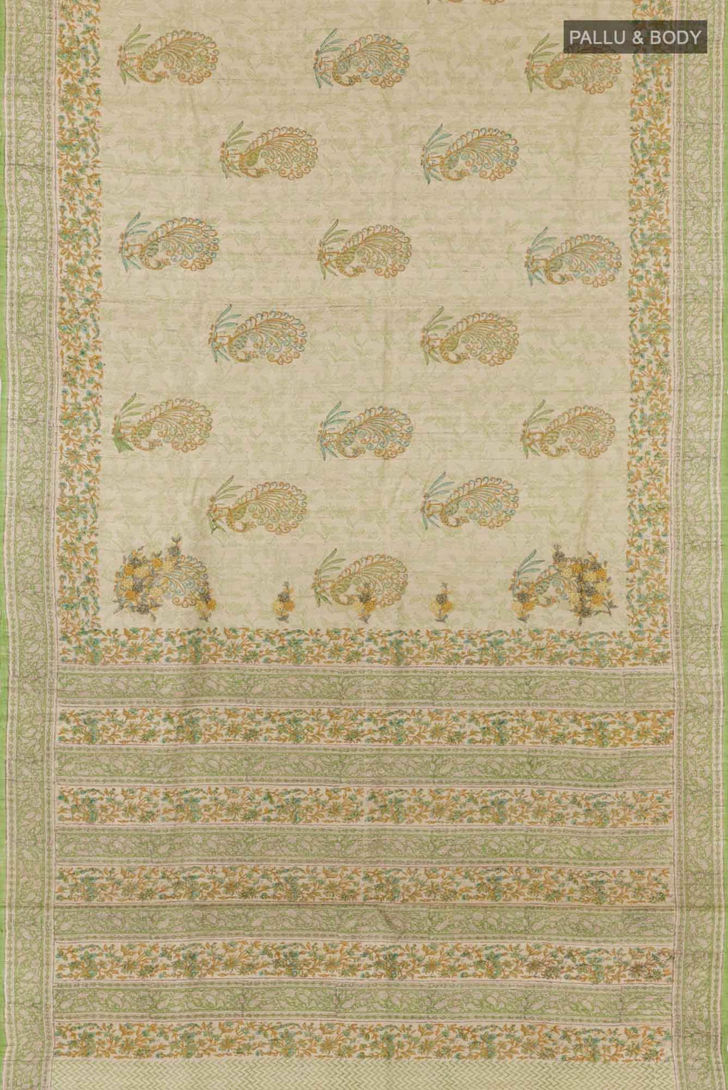 Beige Tussar Saree