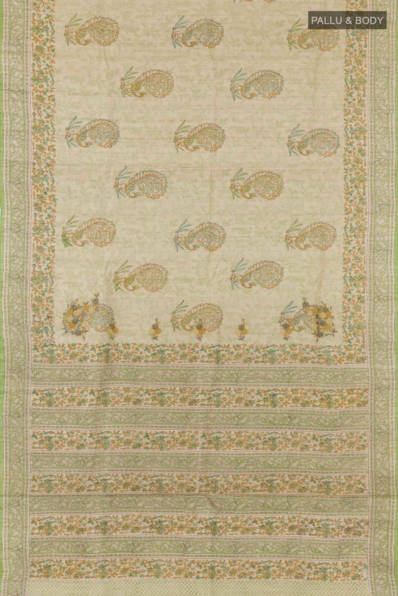 Beige Tussar Saree