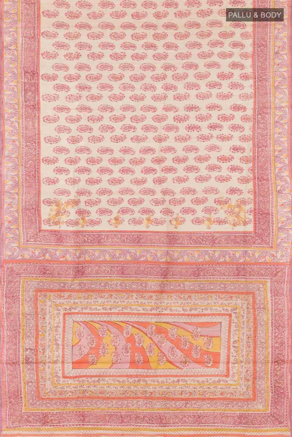 Beige Tussar Saree