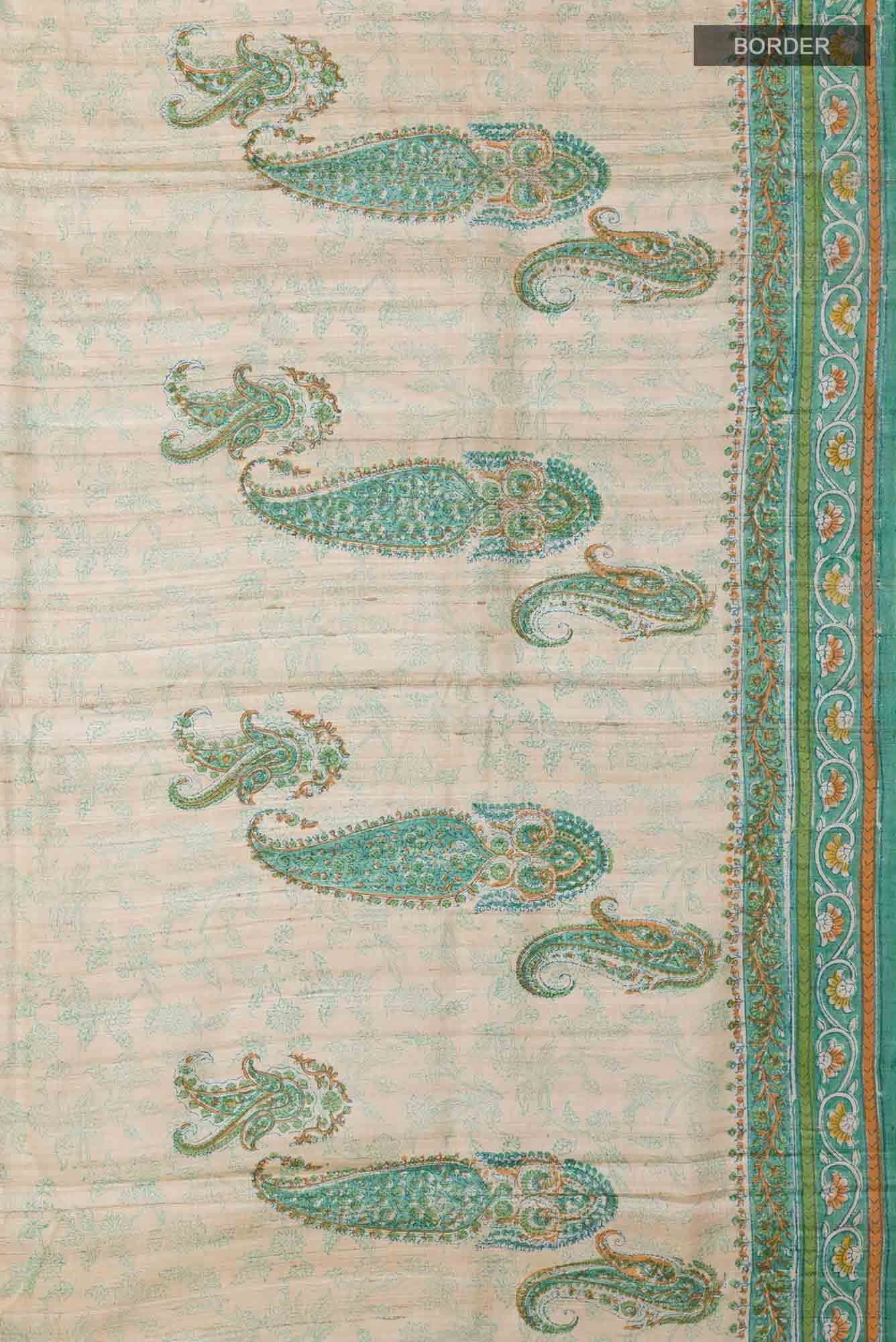 Beige Tussar Saree